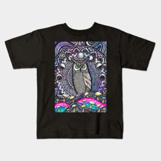 Great Owl in Mandala Kids T-Shirt
